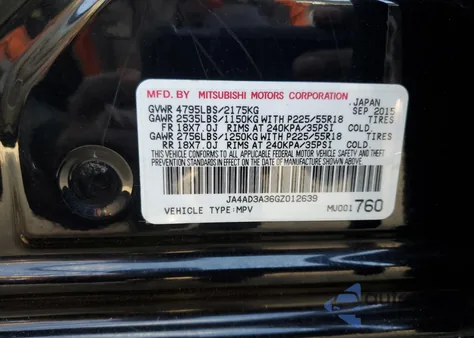 2016 Mitsubishi Outlander Se z USA, uszkodzony, nr VIN JA4AD3A36GZ012639